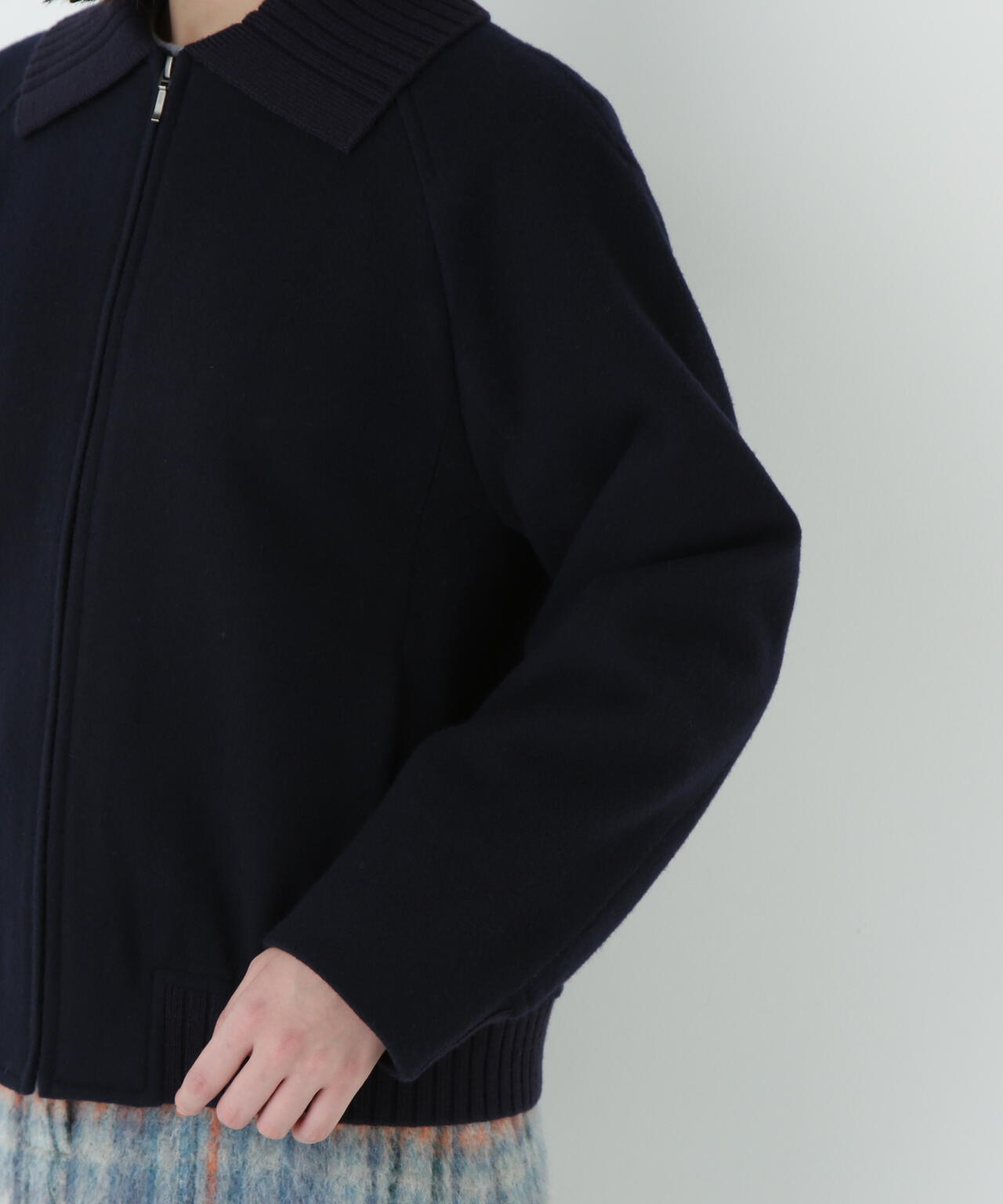 Wメルトンショートジップブルゾン