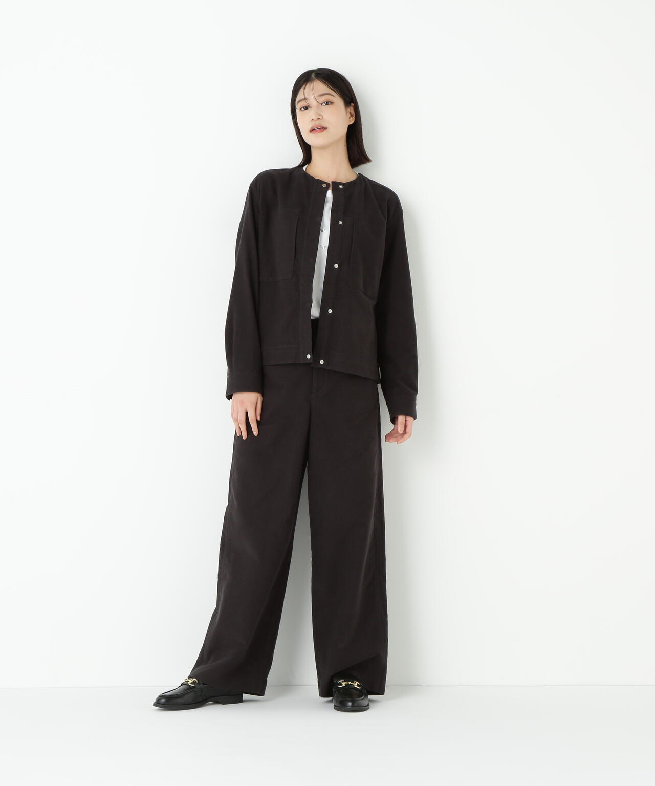 ストレッチエアリードットコードノーカラーブルゾン