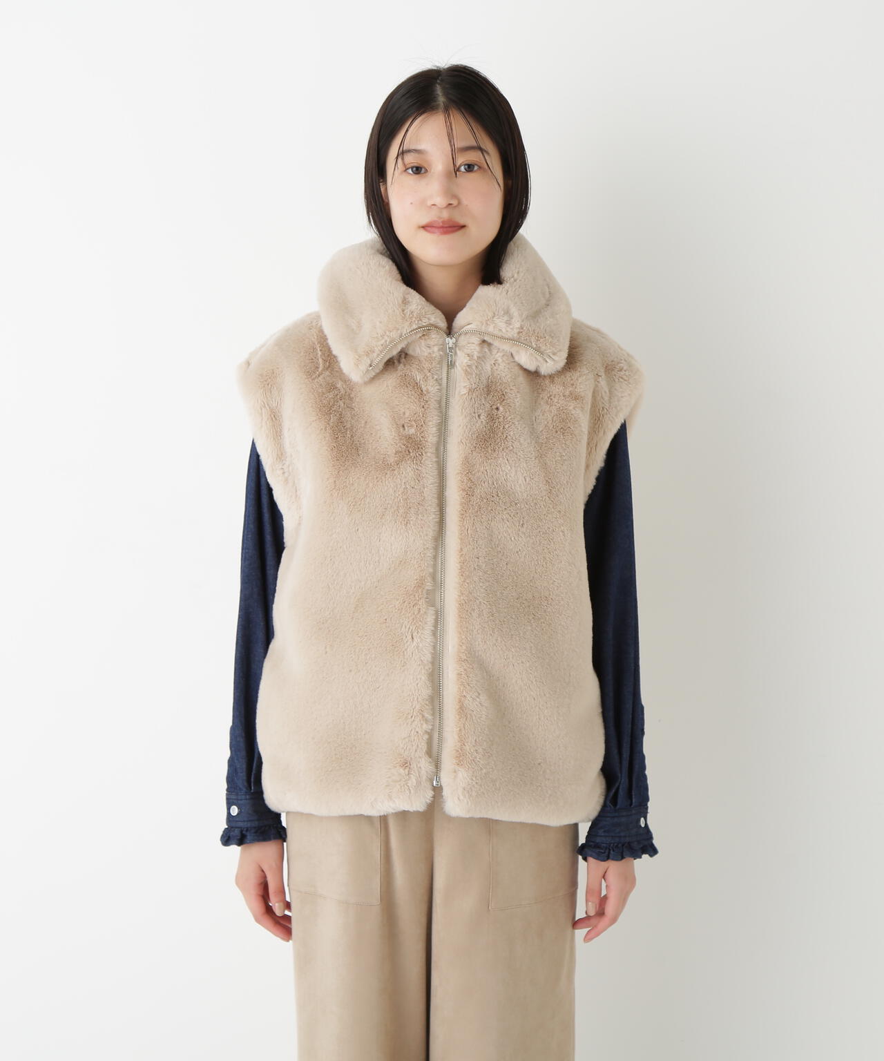 フェイクファーコクーンジレ