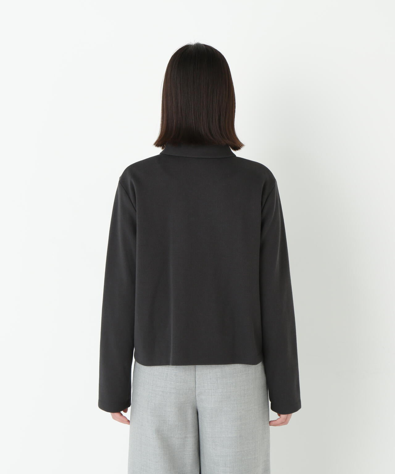 リブダンボールニットステンカラーカーディガン