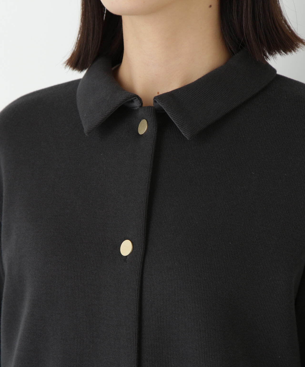 リブダンボールニットステンカラーカーディガン