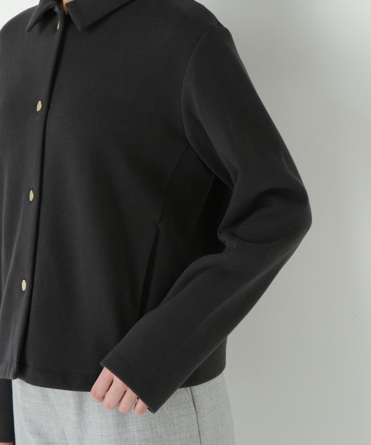 リブダンボールニットステンカラーカーディガン