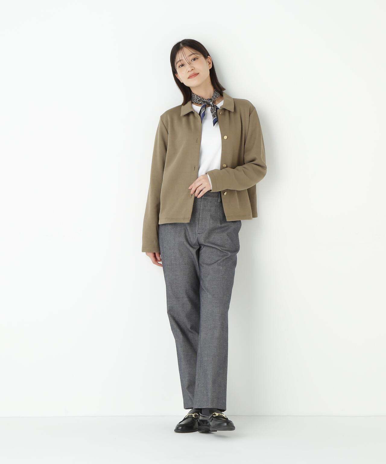 リブダンボールニットステンカラーカーディガン