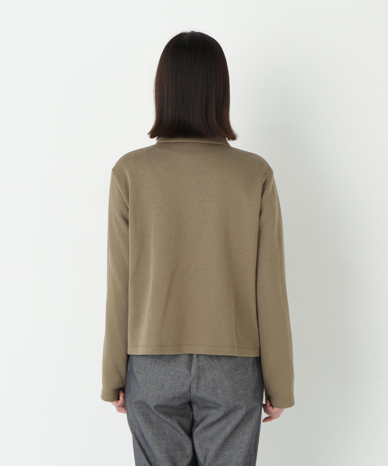 リブダンボールニットステンカラーカーディガン