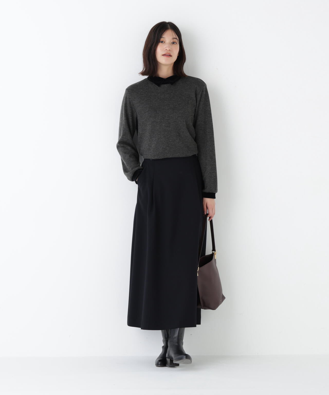 ベロア襟ドッキングプルオーバー