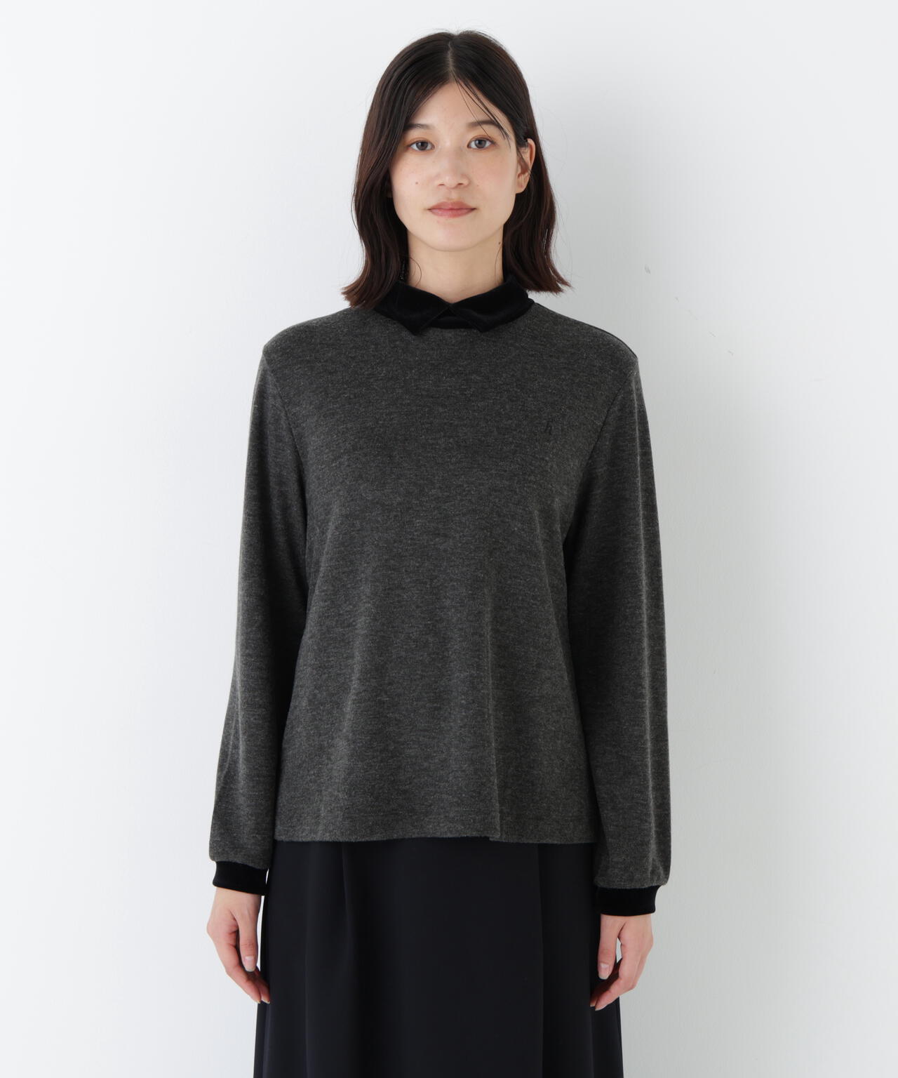 ベロア襟ドッキングプルオーバー