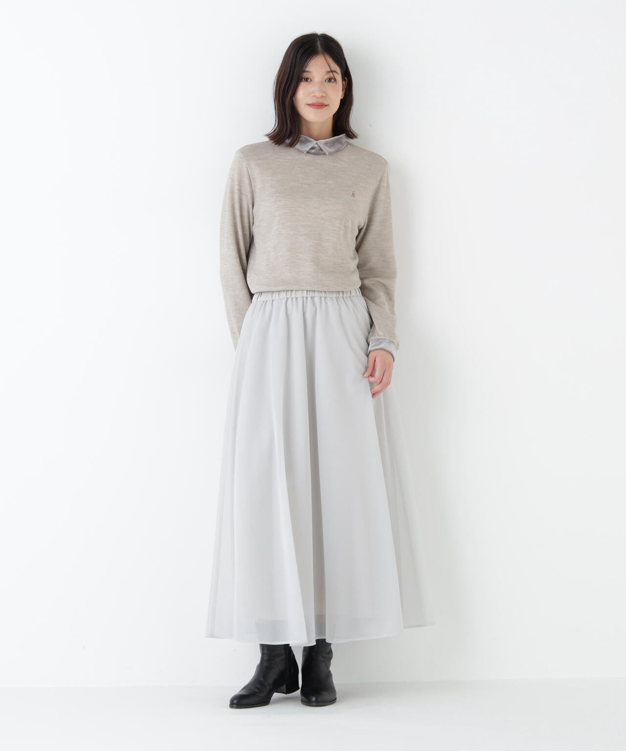 ベロア襟ドッキングプルオーバー