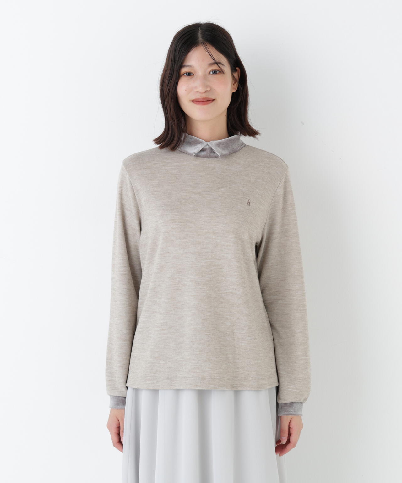 ベロア襟ドッキングプルオーバー