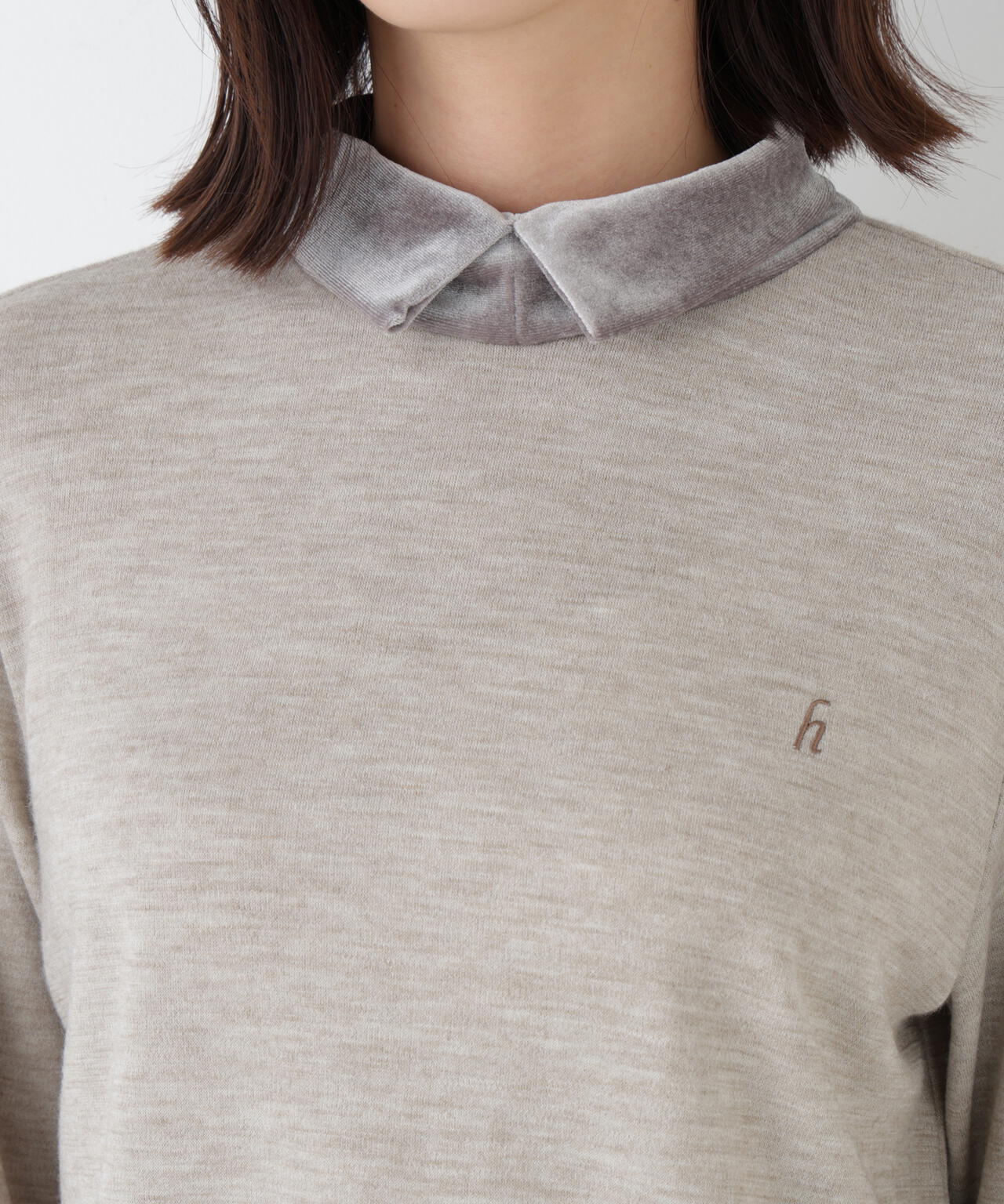 ベロア襟ドッキングプルオーバー