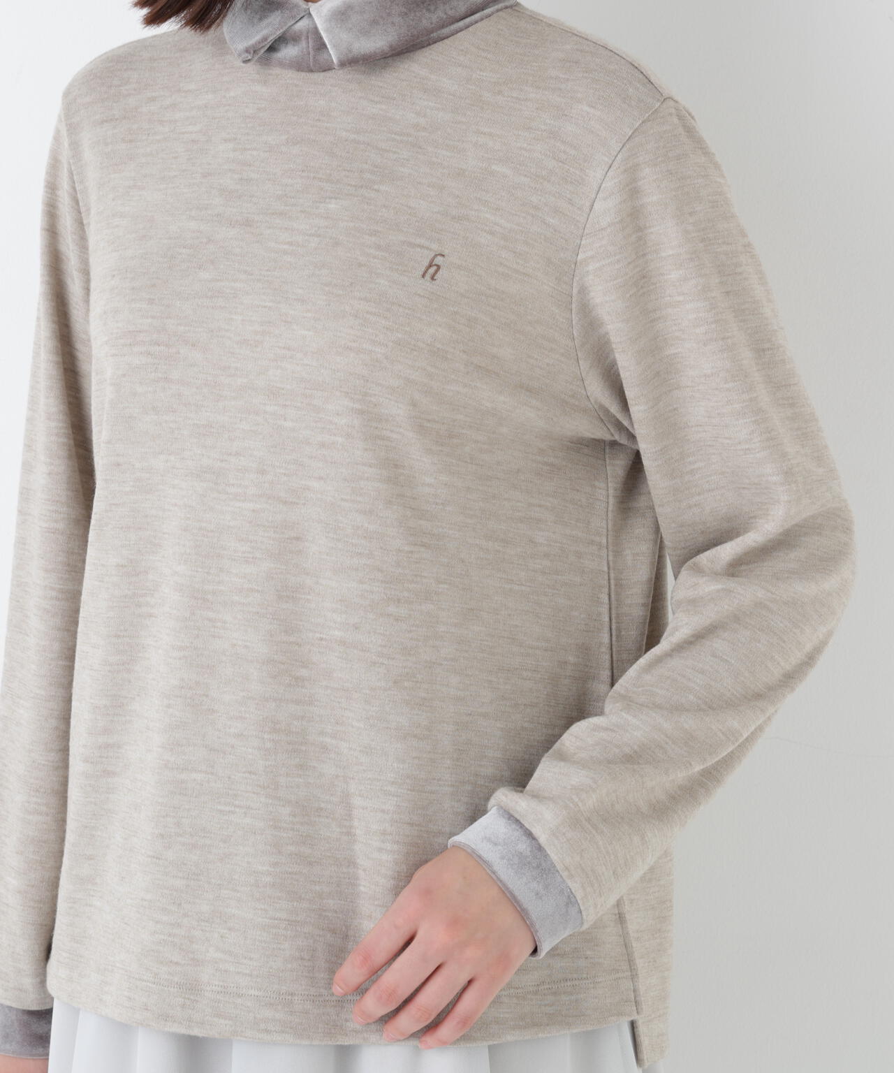 ベロア襟ドッキングプルオーバー