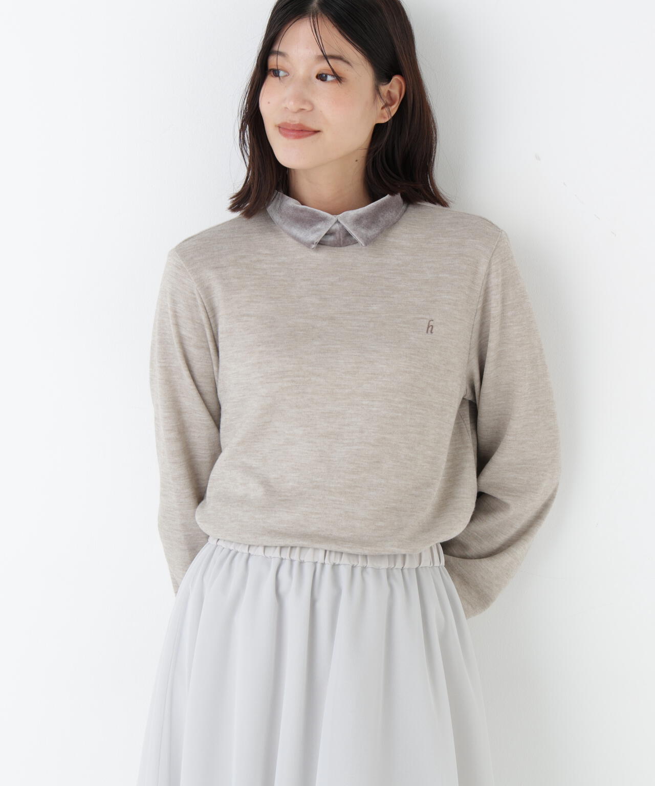 ベロア襟ドッキングプルオーバー