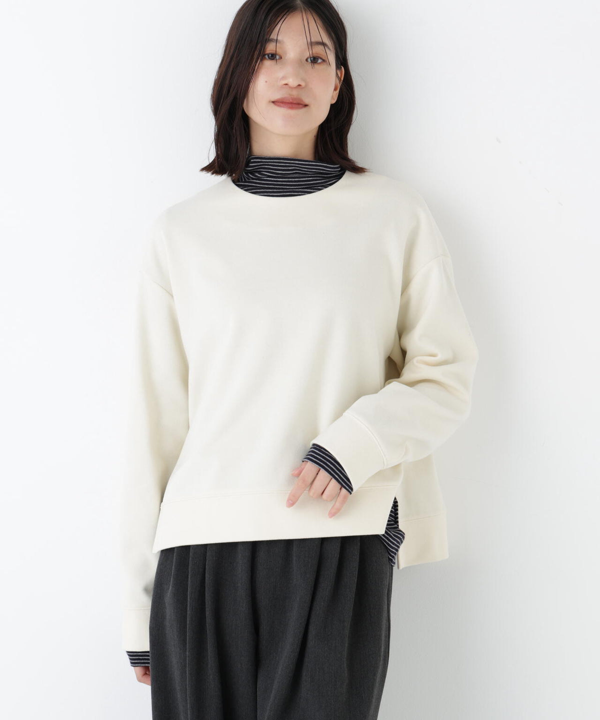 ≪洗える≫ニードルパンチクルーネックプルオーバー