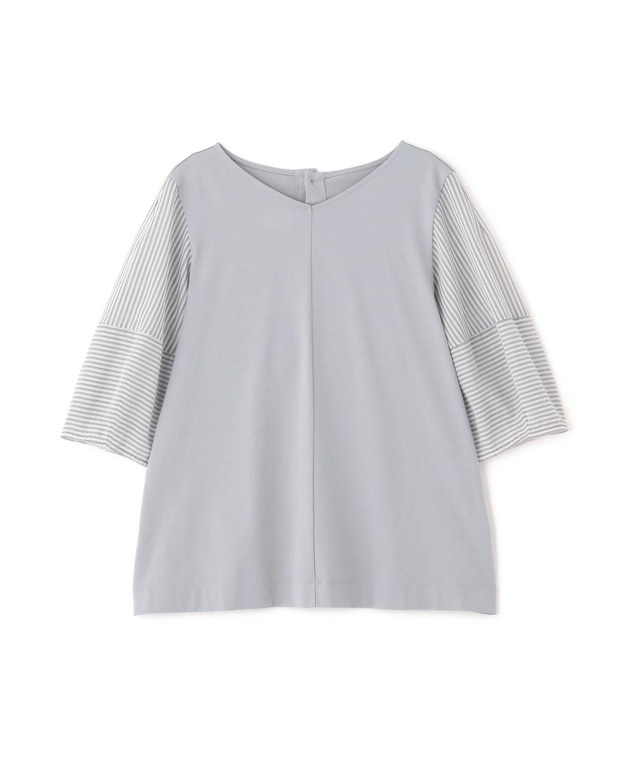 シアーストライプドッキングVネックカットソープルオーバー