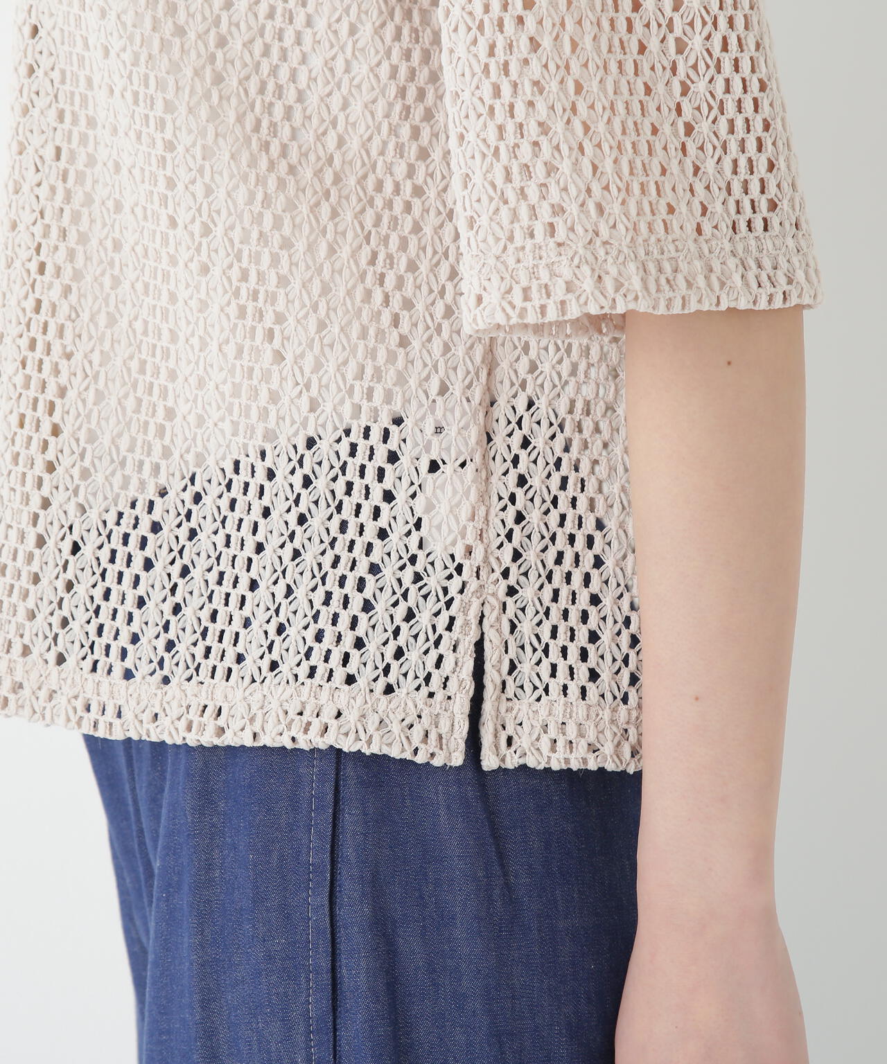 クロッシェレース半袖シャツ