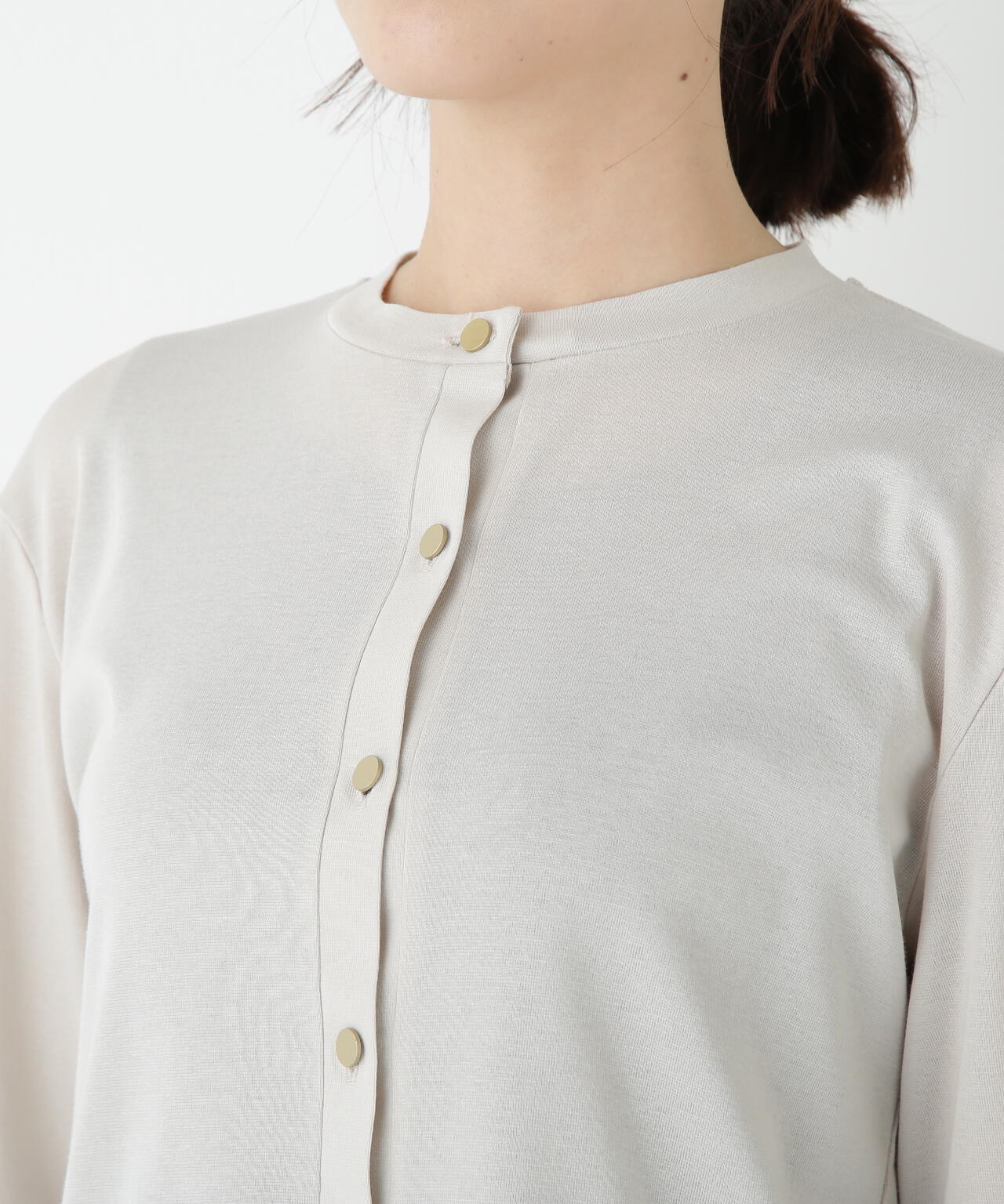 クルーネックフライスカットソーカーディガン