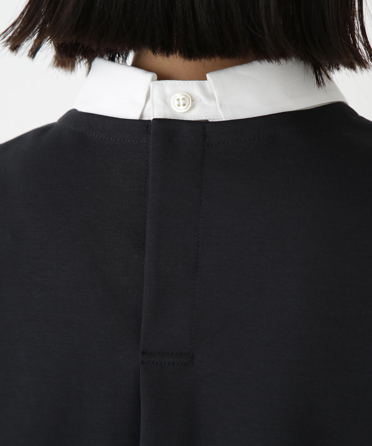 ストレッチポンチシャツカラードッキングプルオーバー