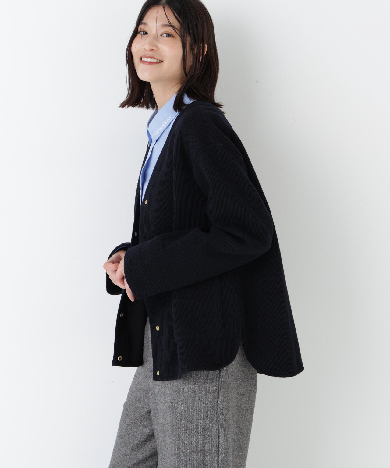 クォーターゲージVネックカーディガン