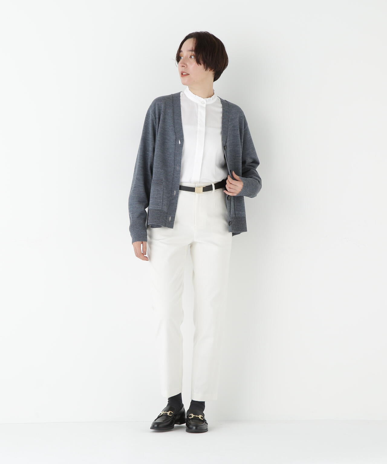 ハイゲージプレーティングVネックカーディガン