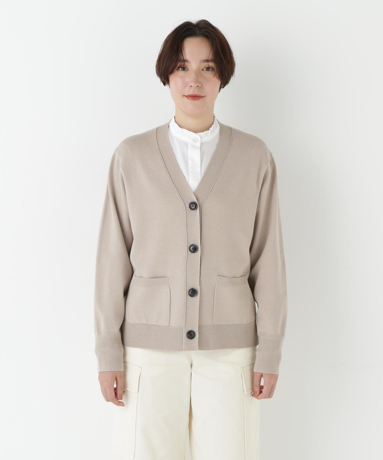 ハイゲージプレーティングVネックカーディガン