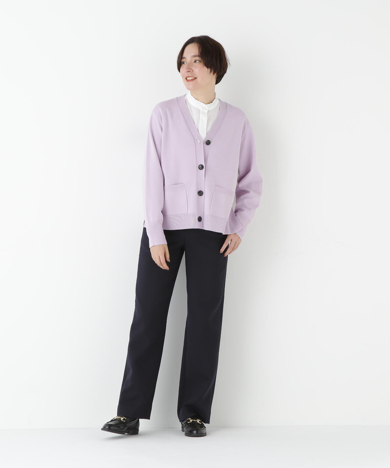 ハイゲージプレーティングVネックカーディガン