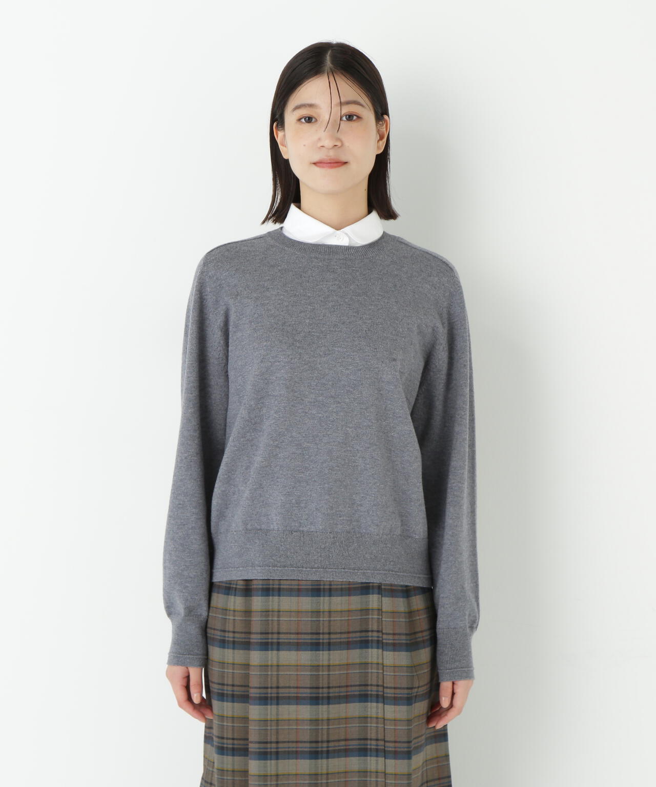 ウールコットンシャツカラーニット