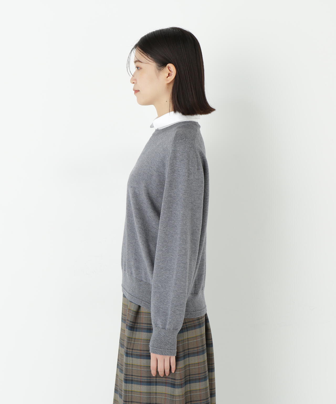 ウールコットンシャツカラーニット