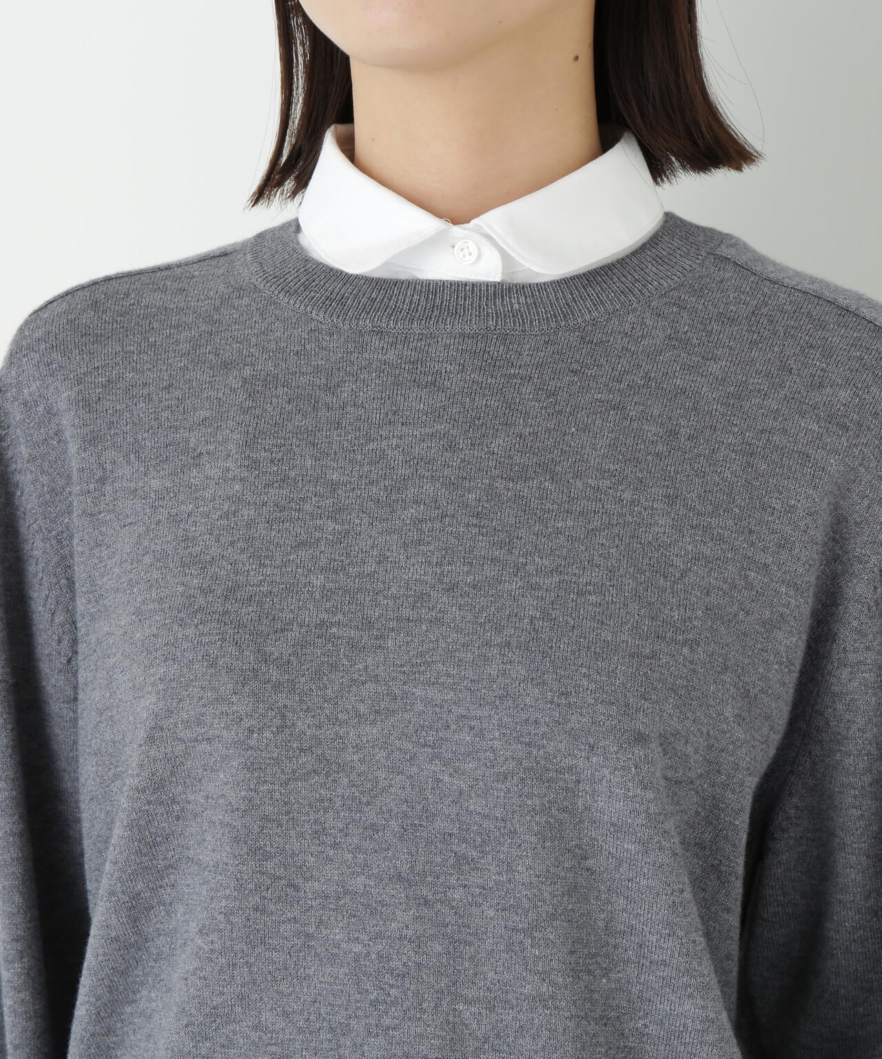 ウールコットンシャツカラーニット