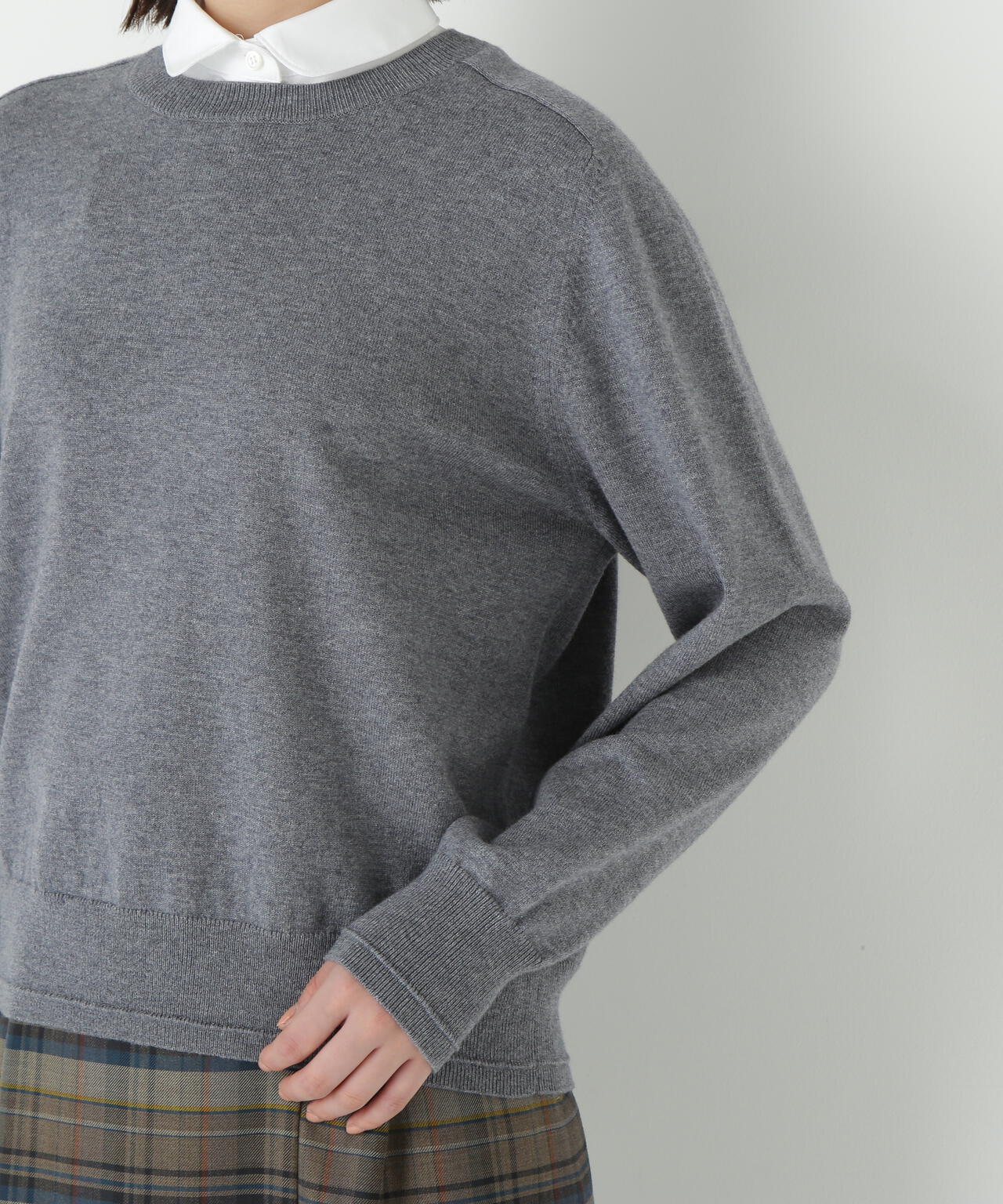 ウールコットンシャツカラーニット