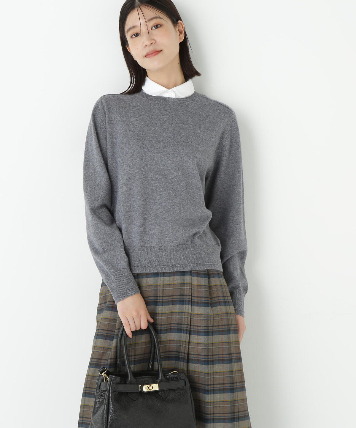ウールコットンシャツカラーニット