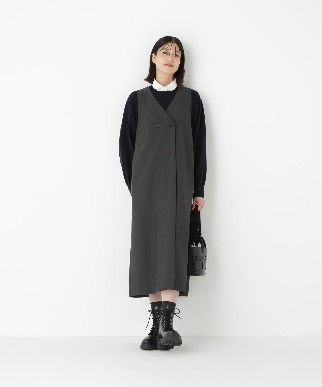 ウールコットンシャツカラーニット