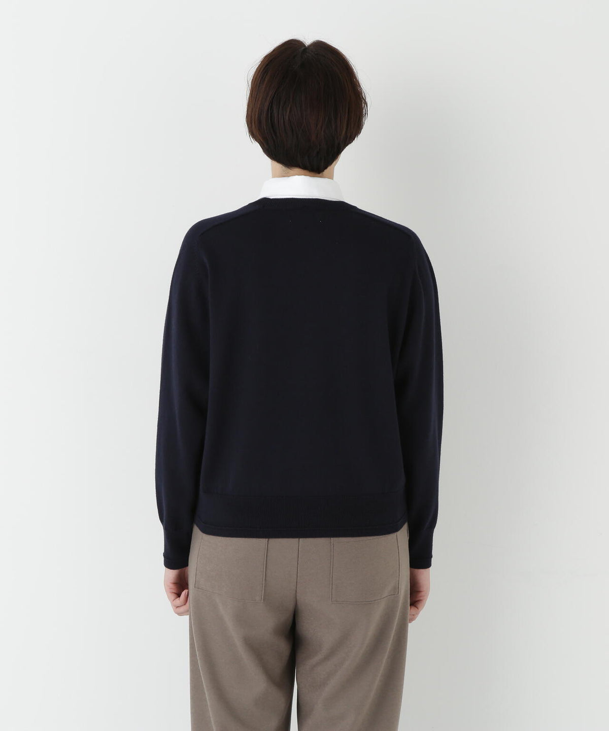ウールコットンシャツカラーニット