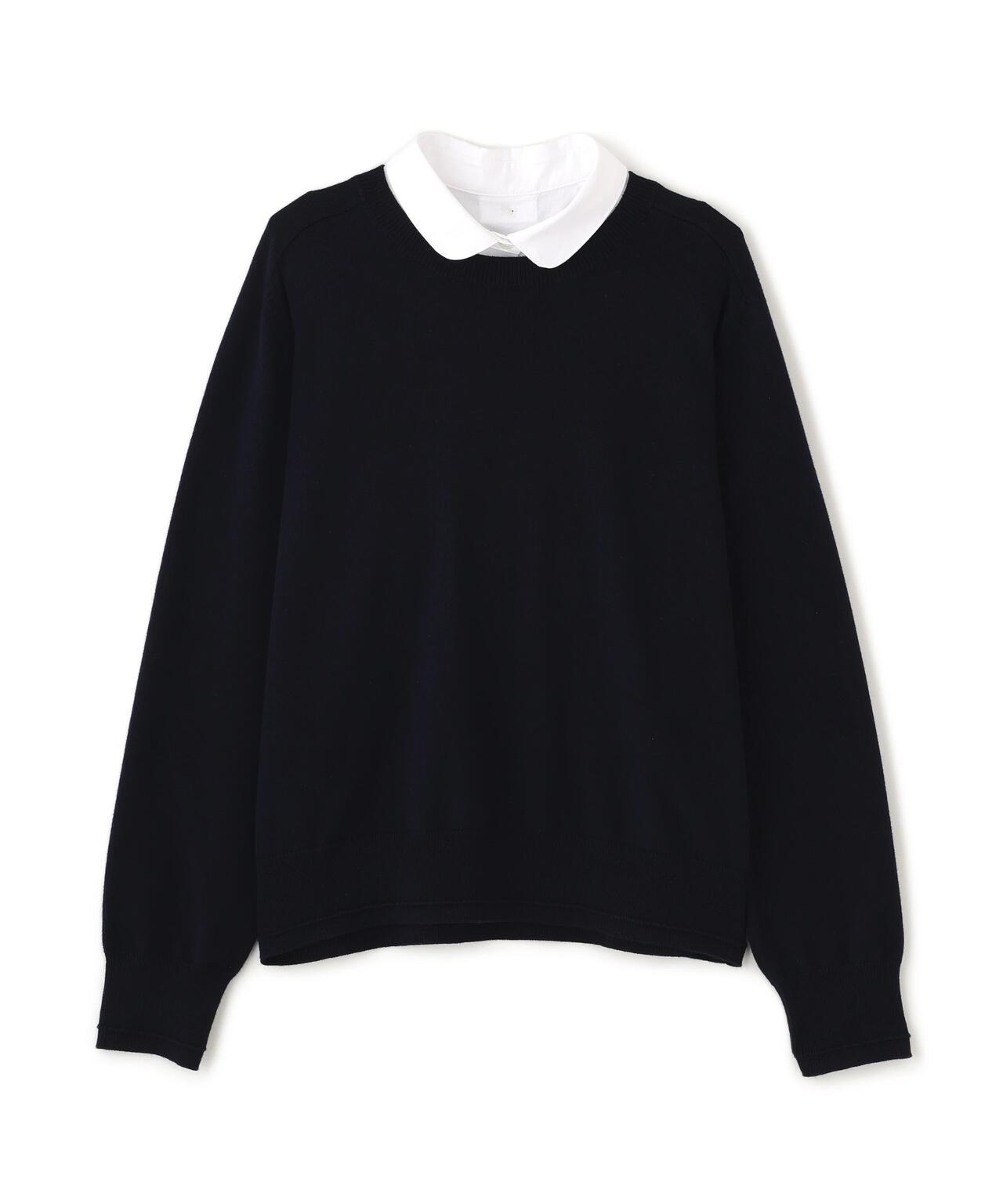 ウールコットンシャツカラーニット