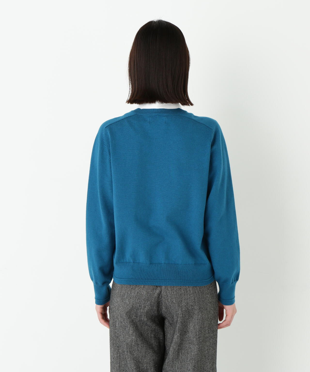 ウールコットンシャツカラーニット