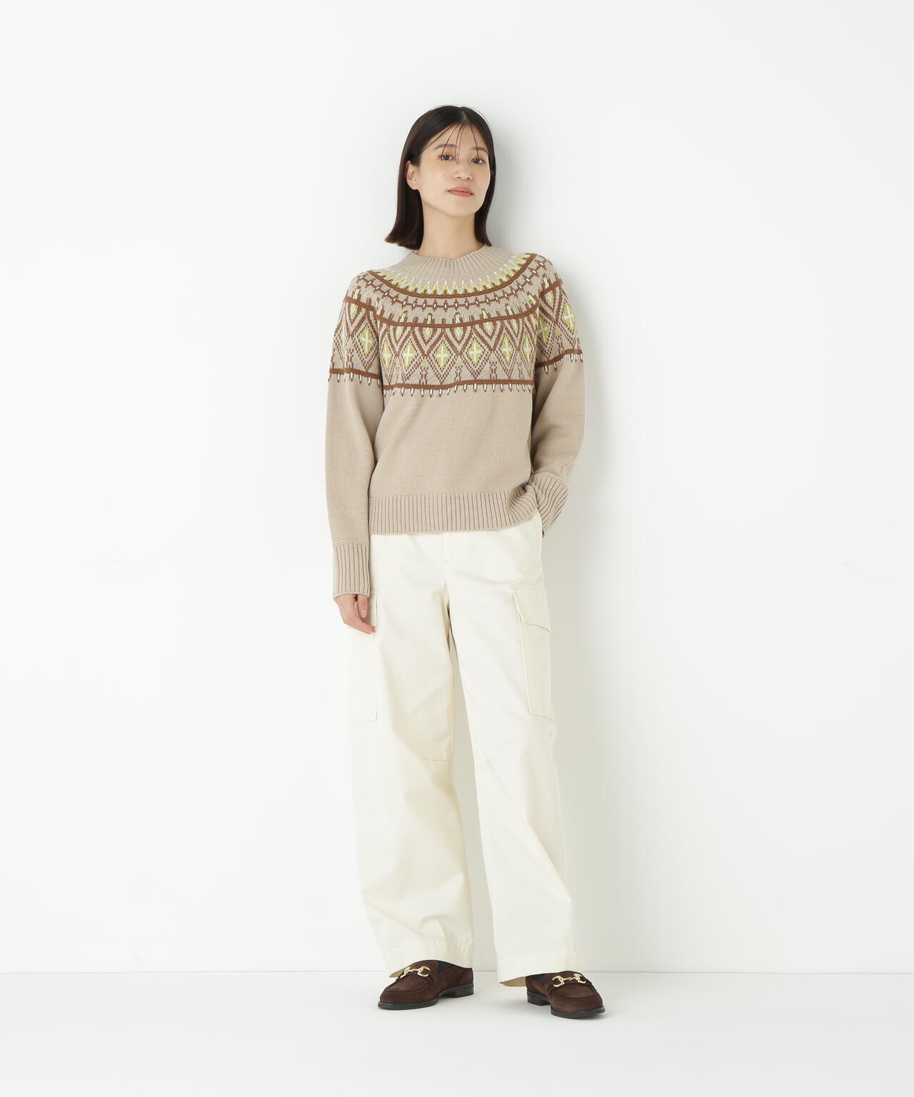 ウールアクリル求心ジャカードプルオーバー