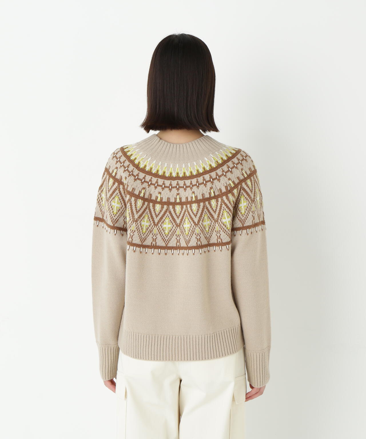 ウールアクリル求心ジャカードプルオーバー