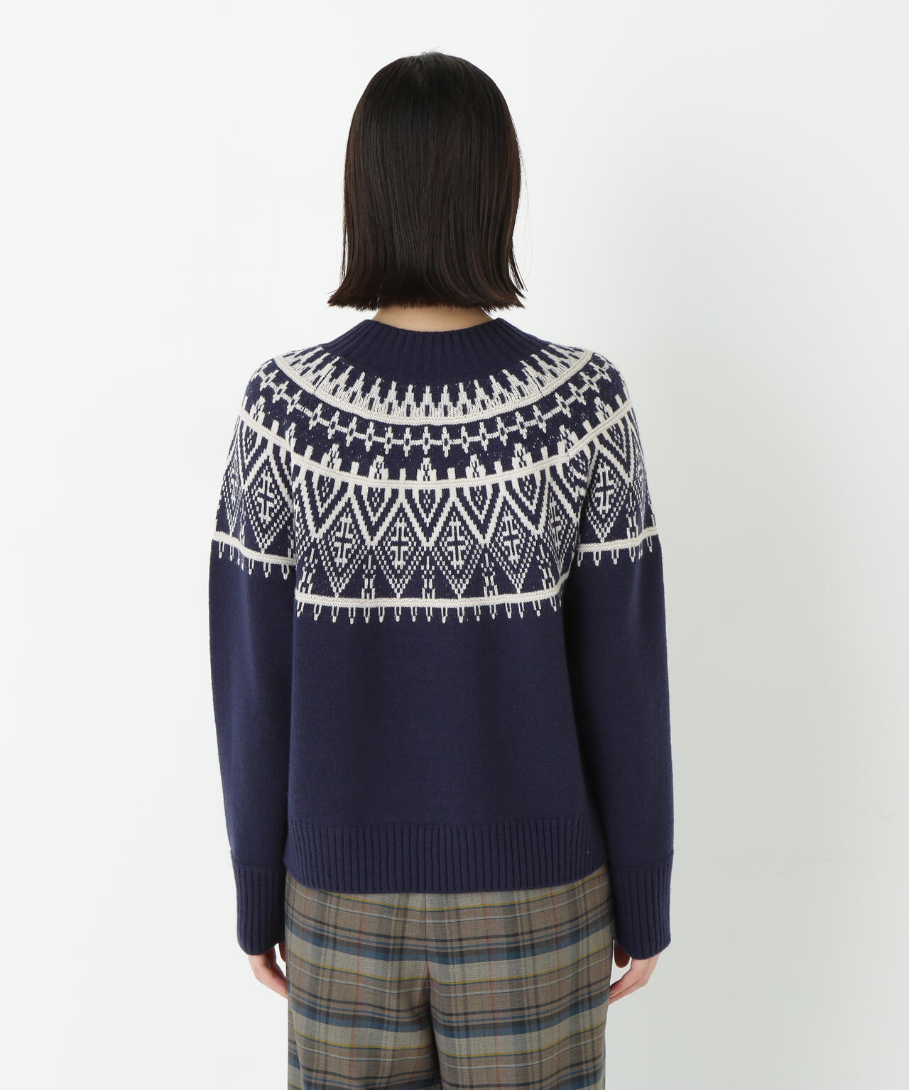 ウールアクリル求心ジャカードプルオーバー