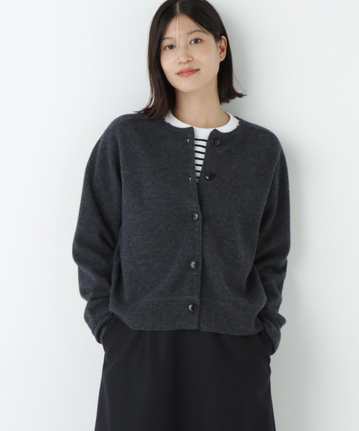 ≪洗える≫ウォッシャブルウールクルーネックカーディガン