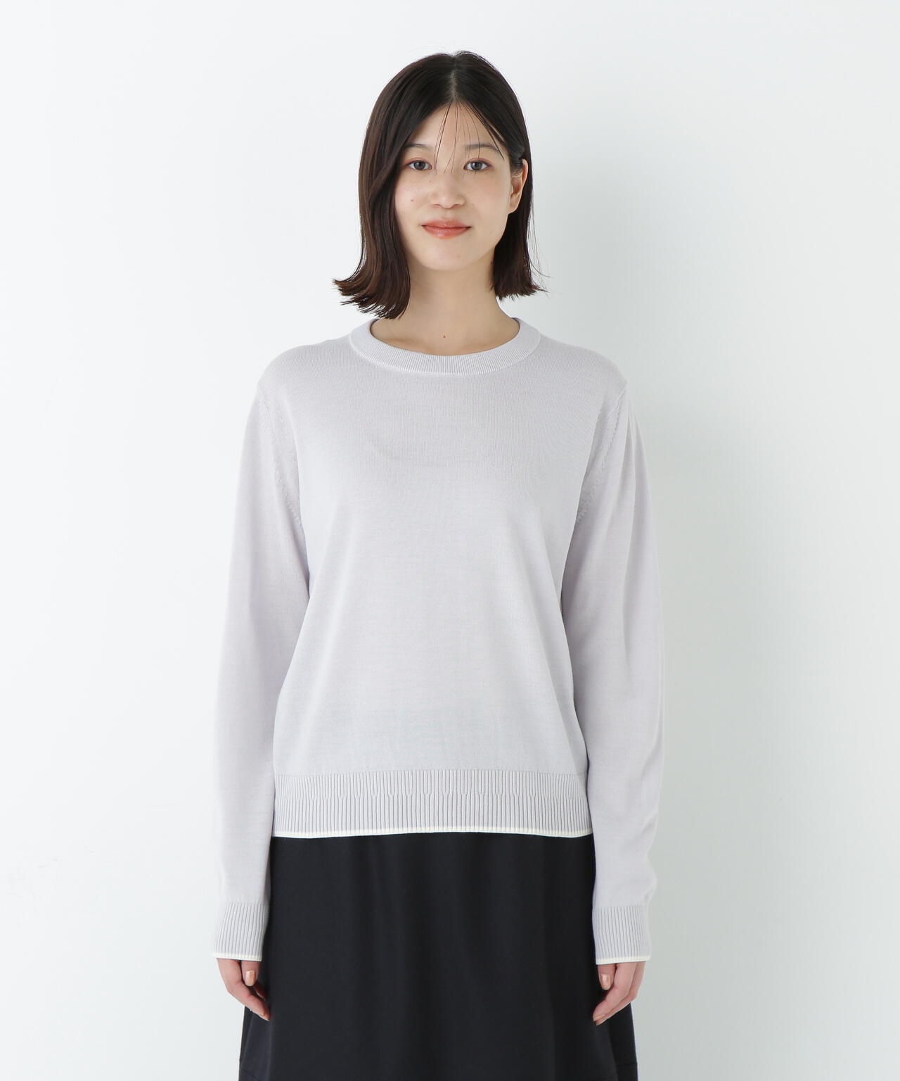 梳毛ライン入りニットプルオーバー