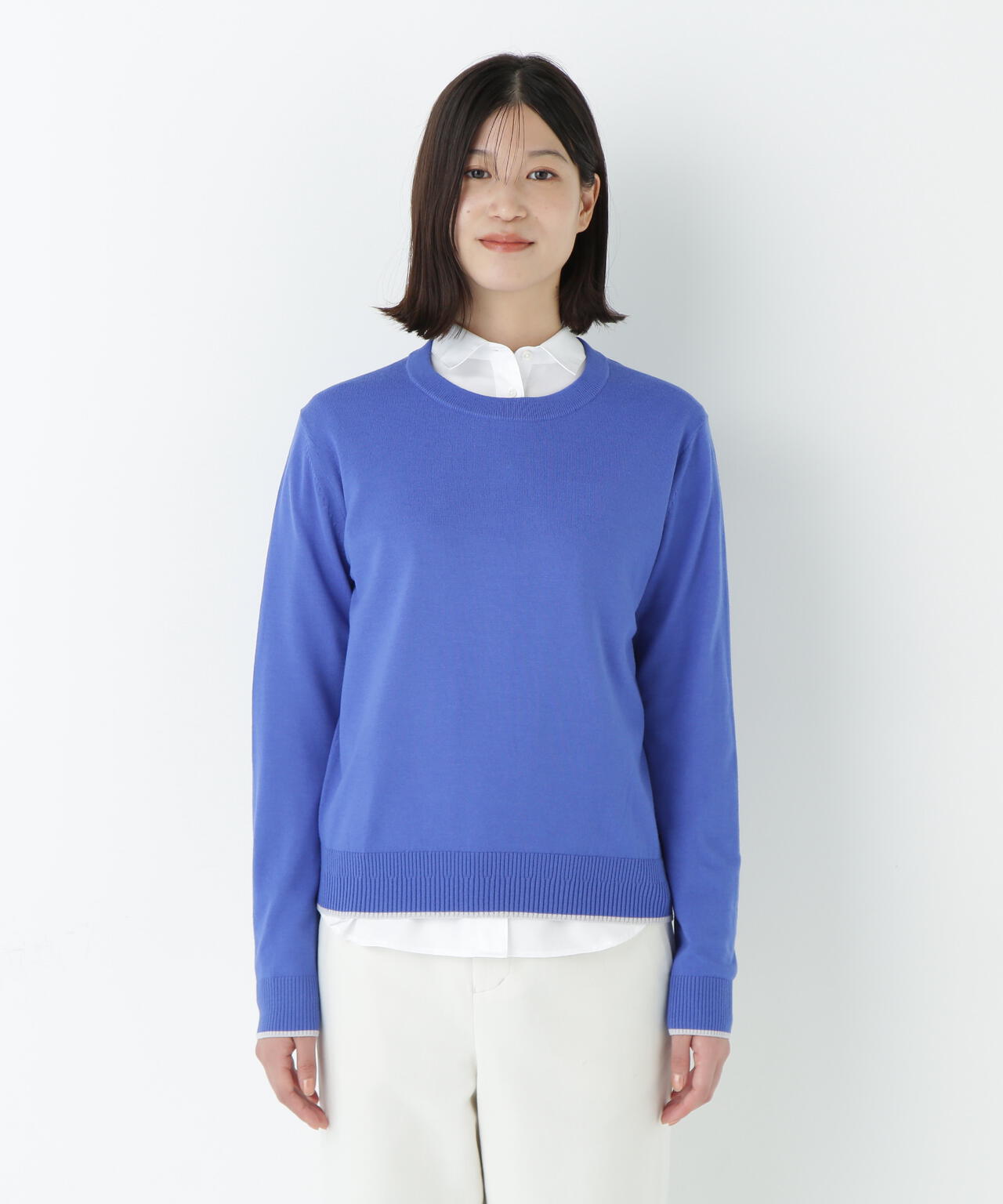 梳毛ライン入りニットプルオーバー