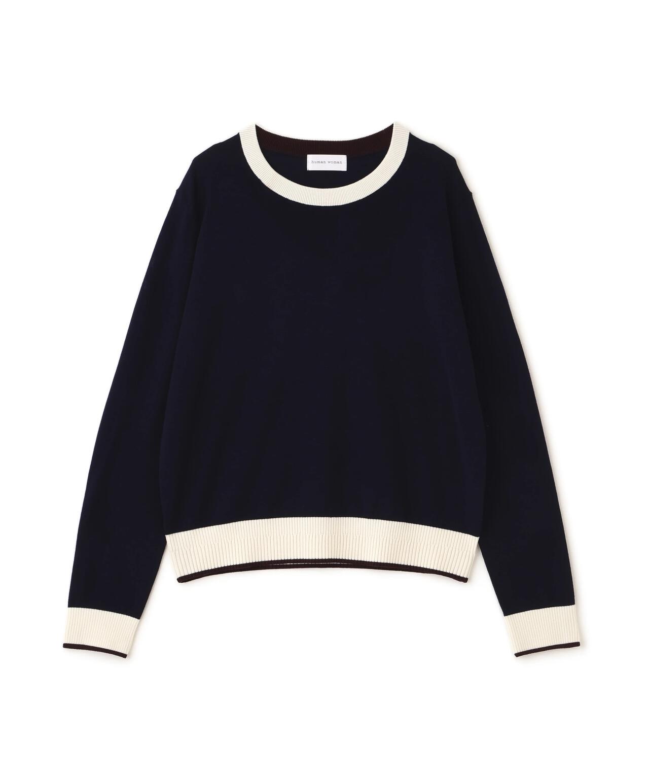 梳毛ライン入りニットプルオーバー