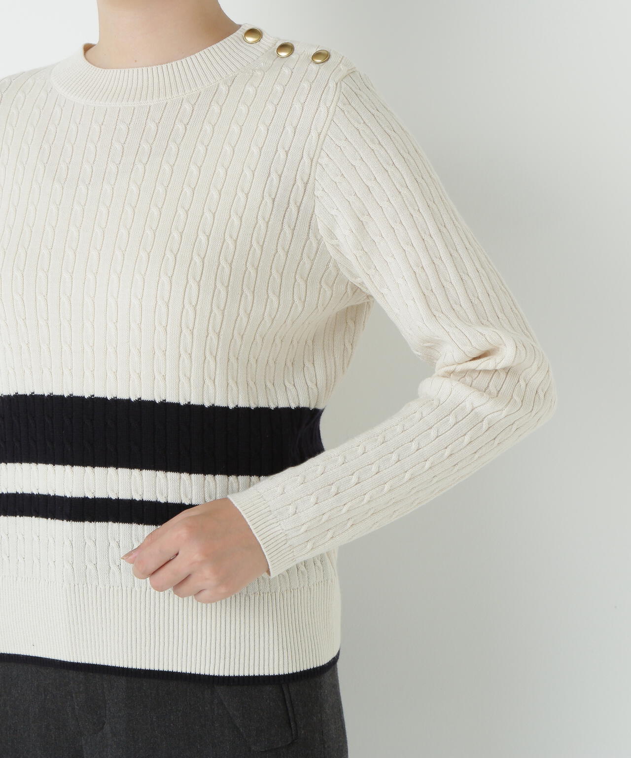 ミニケーブル釦プルオーバー
