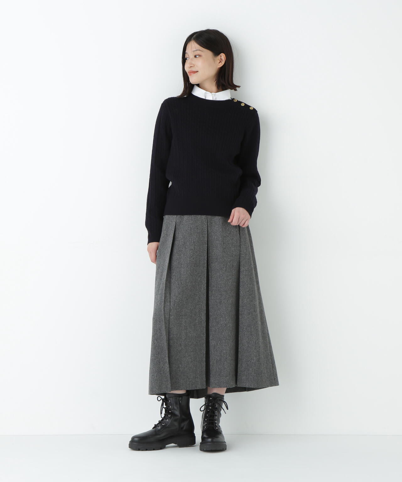 ミニケーブル釦プルオーバー