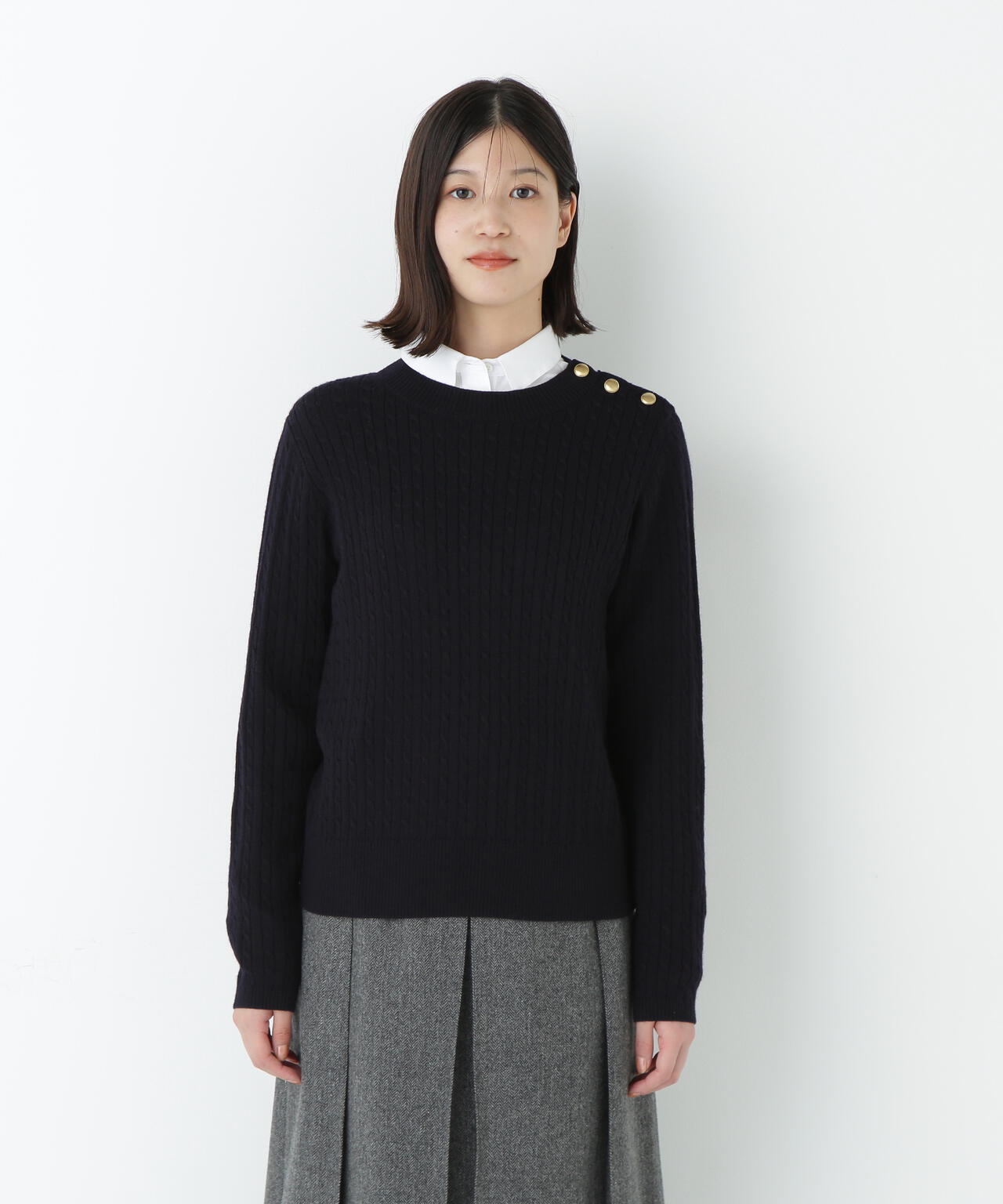 ミニケーブル釦プルオーバー