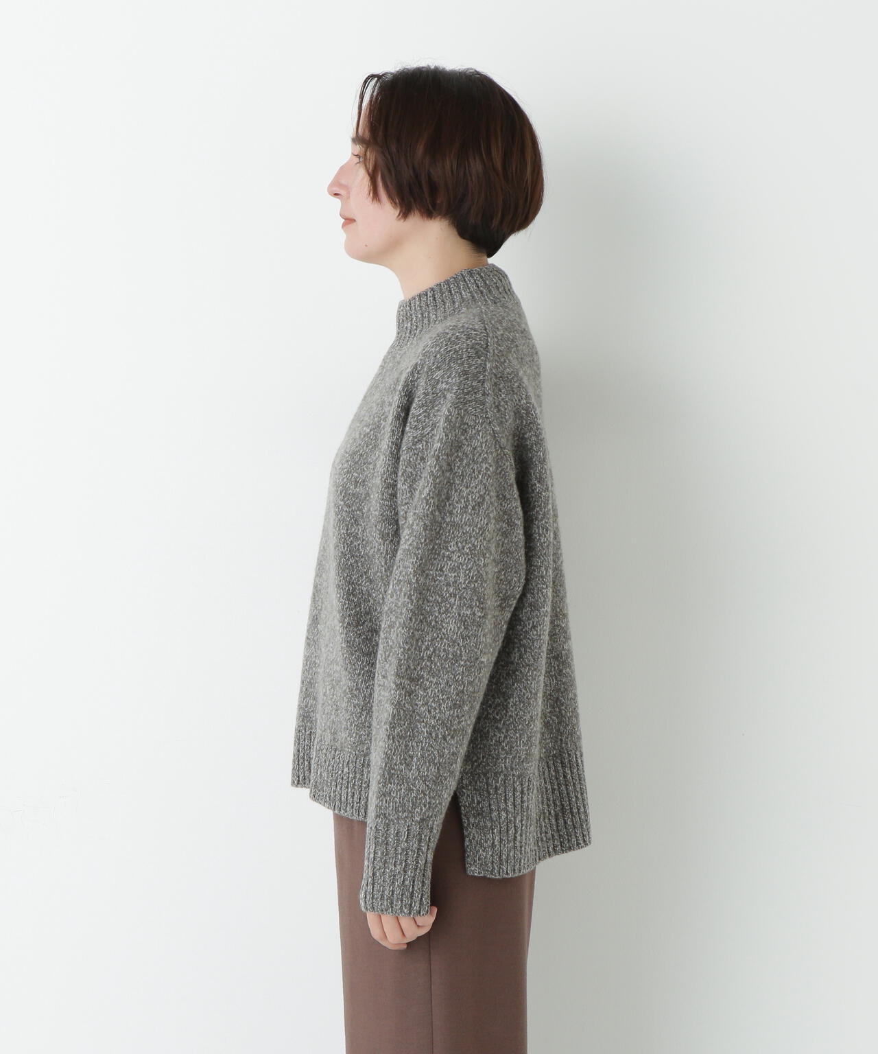 ≪洗える≫ウールローゲージMIXヤーンハイネックプルオーバー