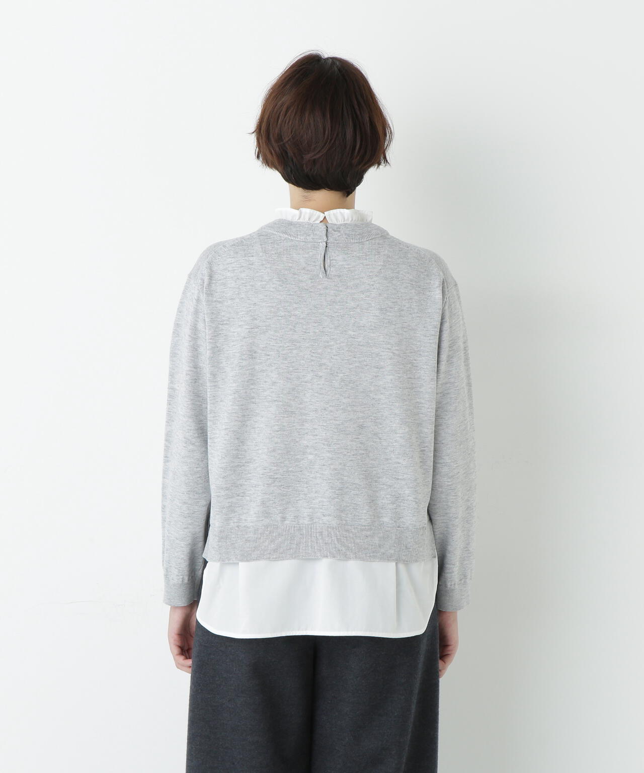 シャツ地ドッキングプルオーバー