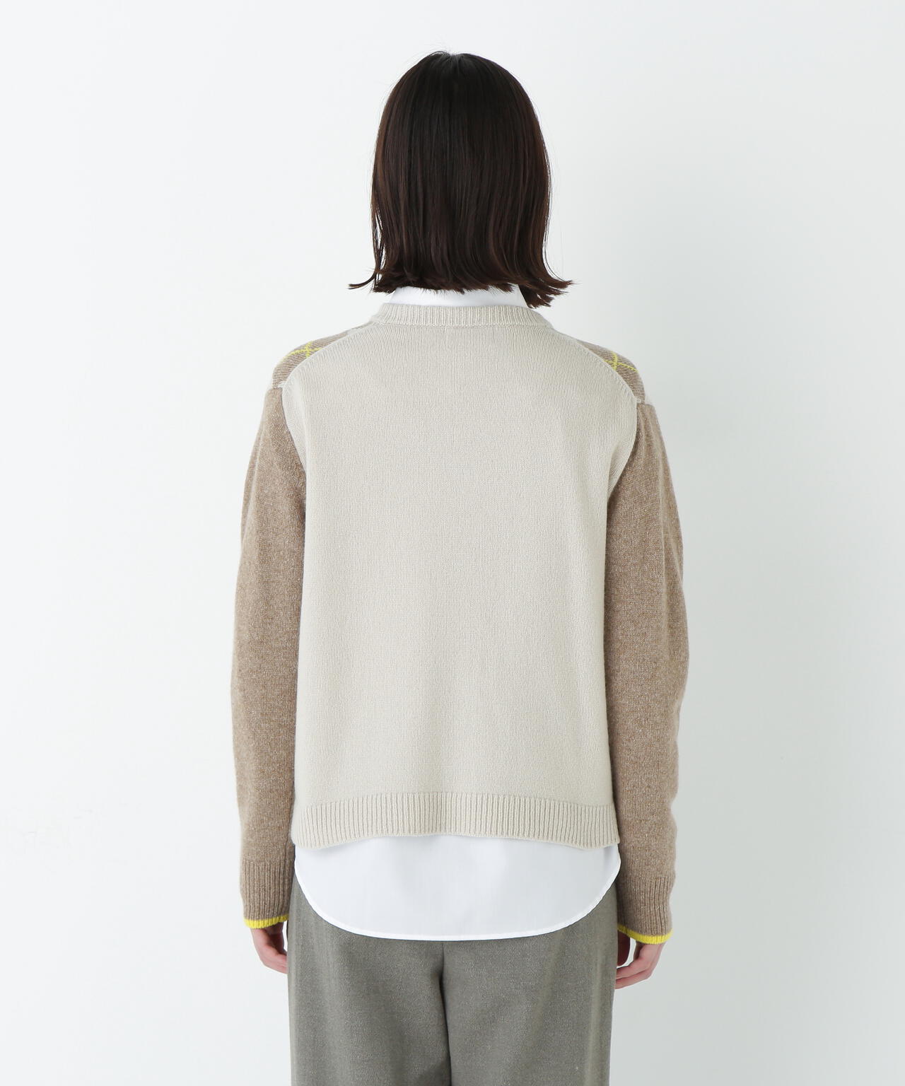 ウールMIXアーガイルクルーネックカーディガン