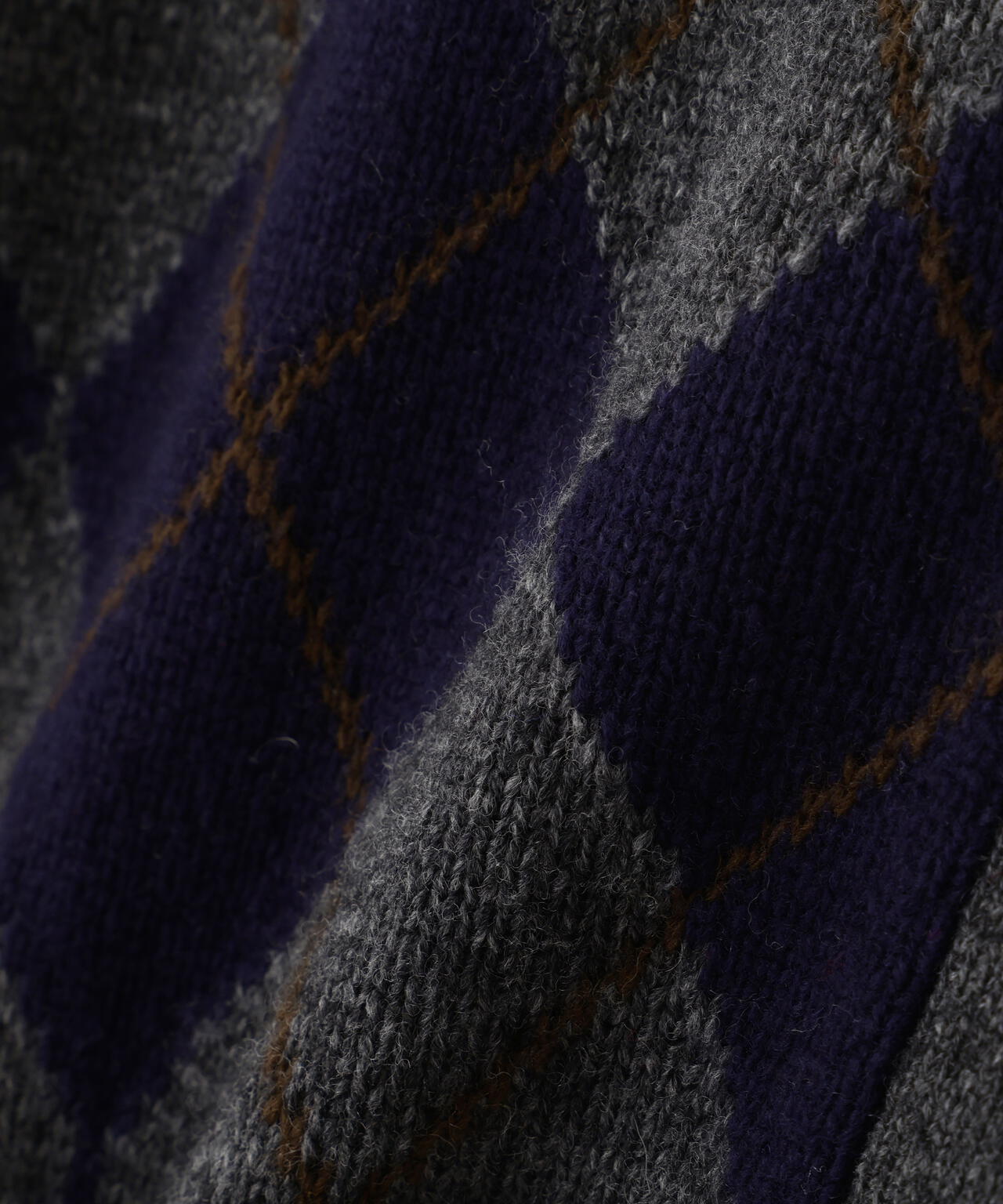 ウールMIXアーガイルクルーネックカーディガン