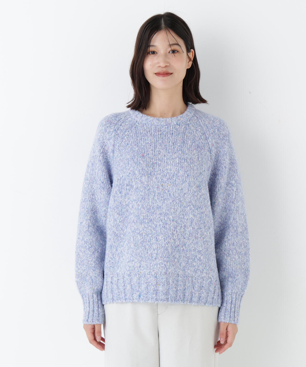 ≪洗える≫MIXヤーンクルーネックラグランプルオーバー