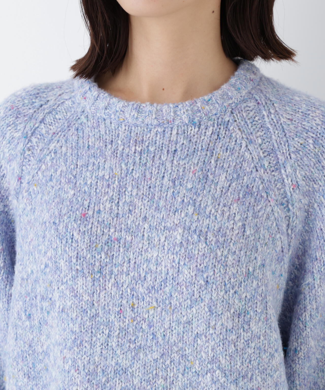 ≪洗える≫MIXヤーンクルーネックラグランプルオーバー