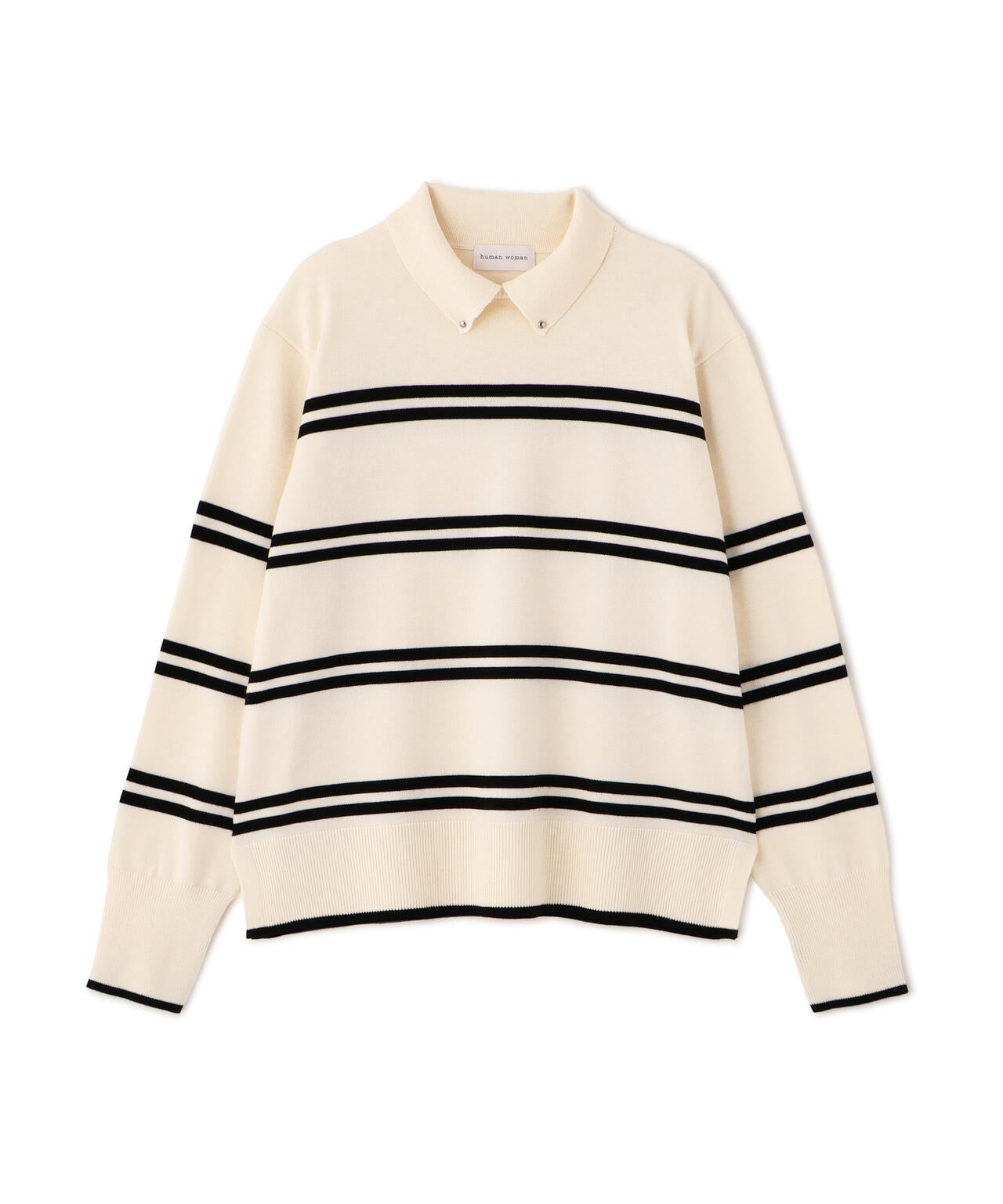 ≪洗える≫ハイゲージプレーティング天竺衿付きニット